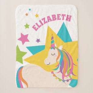 Farbenfrohe Regenbogen Einhorn Sterne Girly Indivi Sherpadecke