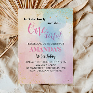 Farbenfrohe Regenbogen Einladung zum 1. Geburtstag