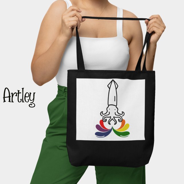 Farbenfrohe Regenbogen-Gay Pride Tintenfisch Tinte Tasche (Von Creator hochgeladen)