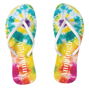 Farbenfrohe Regenbogen Gefärbte Krawatte Individue Flip Flops