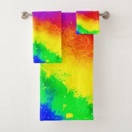 Farbenfrohe Regenbogen-geschweißte Paint-Muster Badhandtuch Set