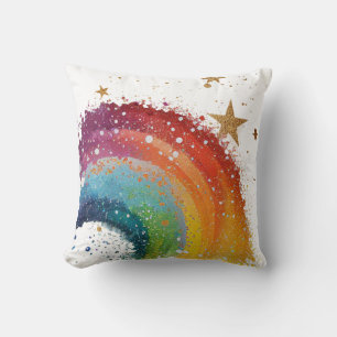 Farbenfrohe Regenbogen Gold Star Bold Hübsch Girl  Kissen