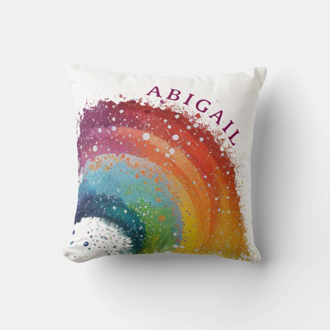 Farbenfrohe Regenbogen Gold Star Fett Hübscher Mäd Kissen (Vorderseite)