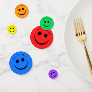 Farbenfrohe Regenbogen Happy Face Birthday Confett Konfetti