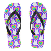 Farbenfrohe Regenbogen-Herz-Liebe Flip Flops