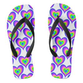 Farbenfrohe Regenbogen-Herz-Liebe Flip Flops