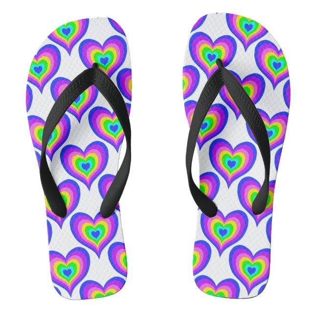 Farbenfrohe Regenbogen-Herz-Liebe Flip Flops (Fußbett)