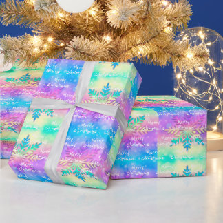 Farbenfrohe Regenbogen-Krawatte-Dye Snowflake Froh Geschenkpapier