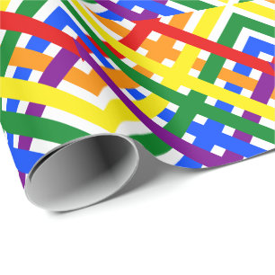 Farbenfrohe Regenbogen-Kreuzstreifen zum Geburtsta Geschenkpapier