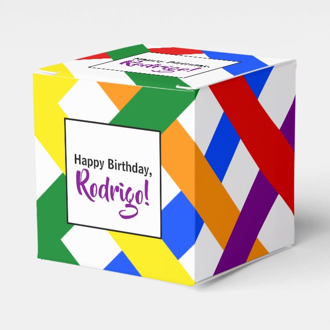 Farbenfrohe Regenbogen-Kreuzstreifen zum Geburtsta Geschenkschachtel (Vorderseite)