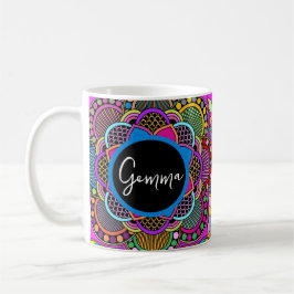 Farbenfrohe Regenbogen Mandala Doodle Art Individu Kaffeetasse