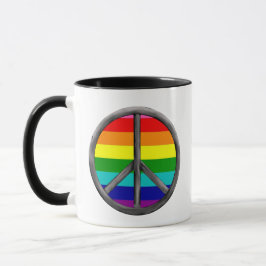 Farbenfrohe Regenbogen-Maßangabe-Friedenszeichen Tasse