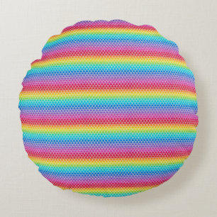 Farbenfrohe Regenbogen-Meerjungwaagen Rundes Kissen
