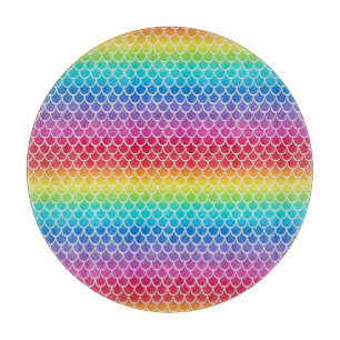 Farbenfrohe Regenbogen-Meerjungwaagen Schneidebrett