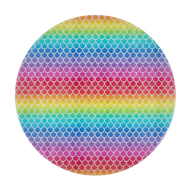 Farbenfrohe Regenbogen-Meerjungwaagen Schneidebrett (Vorderseite)