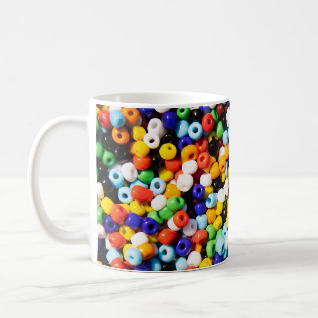 Farbenfrohe Regenbogen-Pile der Perlen Kaffeetasse (Links)