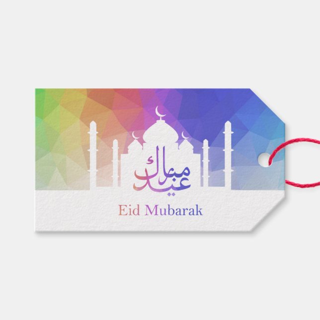Farbenfrohe Regenbogen-Polygonal-Eid-Moschee - Ges Geschenkanhänger (Vorderseite (Horizontal))