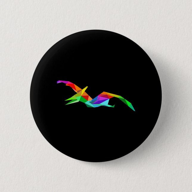 Farbenfrohe Regenbogen Pteranodon Pterodactyl Dino Button (Vorderseite)
