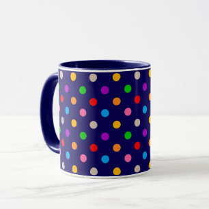 Farbenfrohe Regenbogen-Punkte Blau Tasse