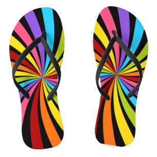 Farbenfrohe Regenbogen-Radialmuster Flip Flops