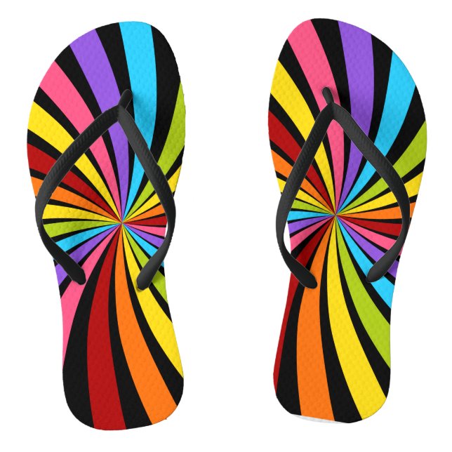 Farbenfrohe Regenbogen-Radialmuster Flip Flops (Fußbett)