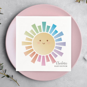 Farbenfrohe Regenbogen Sonnenschein Baby Dusche Serviette