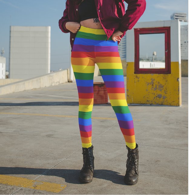 Farbenfrohe Regenbogen-Streifen Leggings (Von Creator hochgeladen)