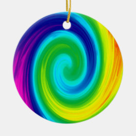 Farbenfrohe Regenbogen Swirl Abstraktes Kunstdesig Keramik Ornament