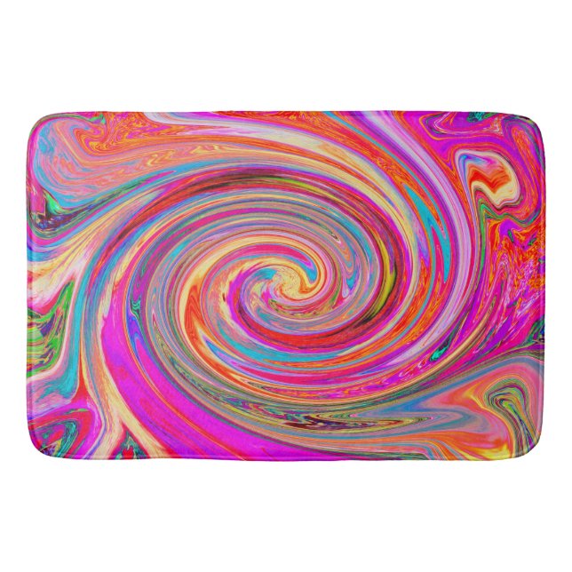 Farbenfrohe Regenbogen-Swirl Retro-Design Badematte (Vorderseite)