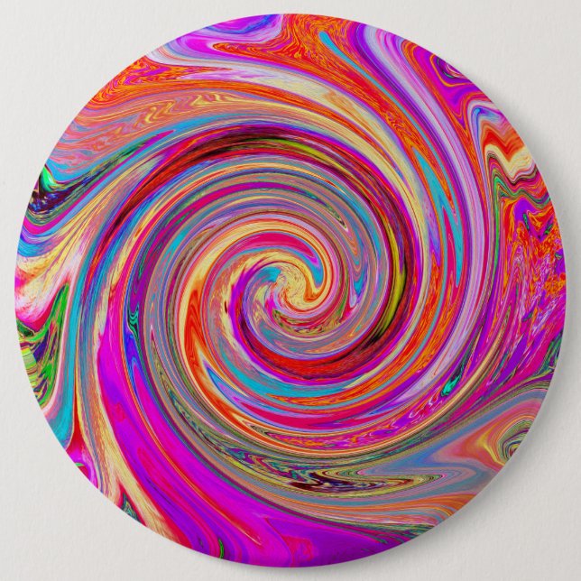 Farbenfrohe Regenbogen-Swirl Retro-Design Button (Vorderseite)