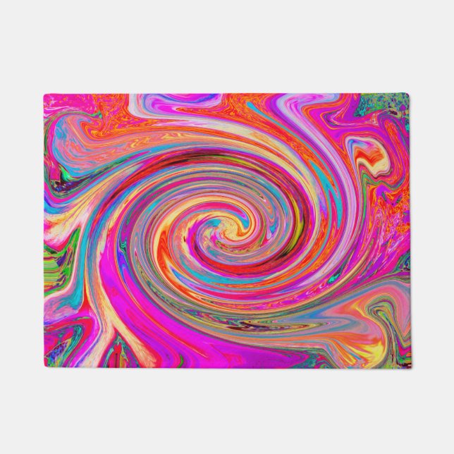 Farbenfrohe Regenbogen-Swirl Retro-Design Fußmatte (Vorderseite)
