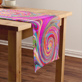 Farbenfrohe Regenbogen-Swirl Retro-Design Kurzer Tischläufer