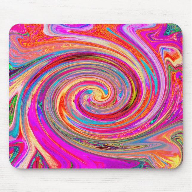 Farbenfrohe Regenbogen-Swirl Retro-Design Mousepad (Vorne)