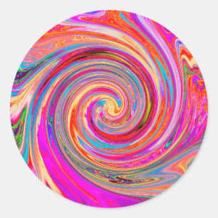 Farbenfrohe Regenbogen-Swirl Retro-Design Runder Aufkleber