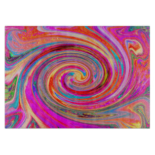 Farbenfrohe Regenbogen-Swirl Retro-Design Schneidebrett