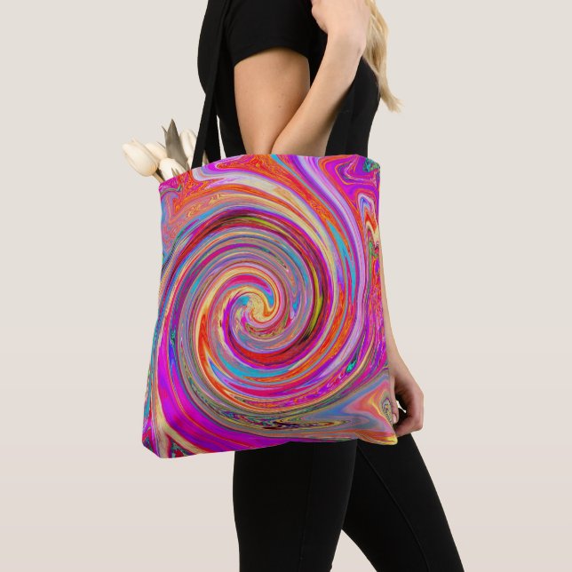 Farbenfrohe Regenbogen-Swirl Retro-Design Tasche (Von Nahem)