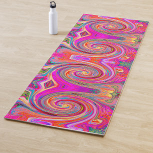 Farbenfrohe Regenbogen-Swirl Retro-Design Yogamatte