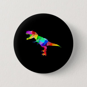Farbenfrohe Regenbogen T-Rex Tyrannosaurus Rex Din Button