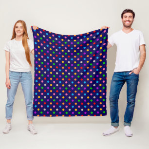 Farbenfrohe Regenbogen-Tupfen Blau Fleecedecke