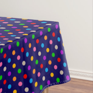 Farbenfrohe Regenbogen-Tupfen Blau Tischdecke