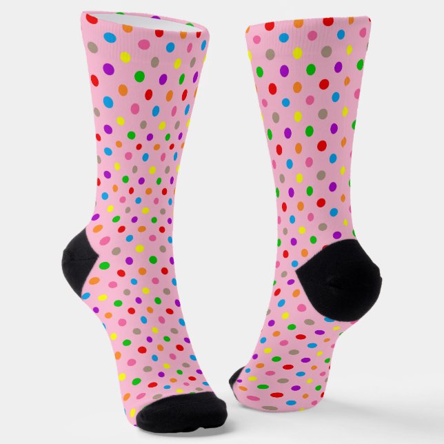 Farbenfrohe Regenbogen-Tupfen Rosa  Socken (Gewinkelt)
