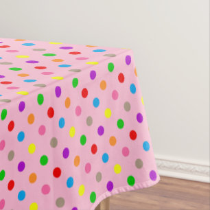 Farbenfrohe Regenbogen-Tupfen Rosa Tischdecke
