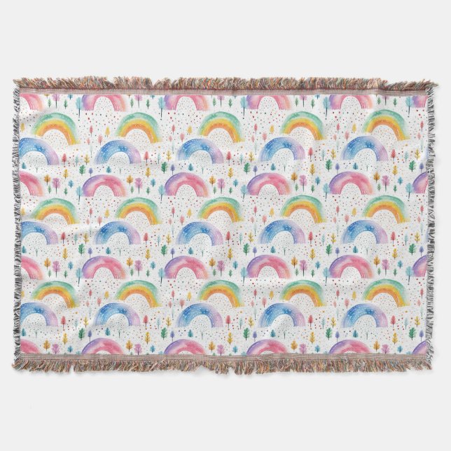 Farbenfrohe Regenbogen- und Baumstruktur Nahtloses Decke (Vorderseite)
