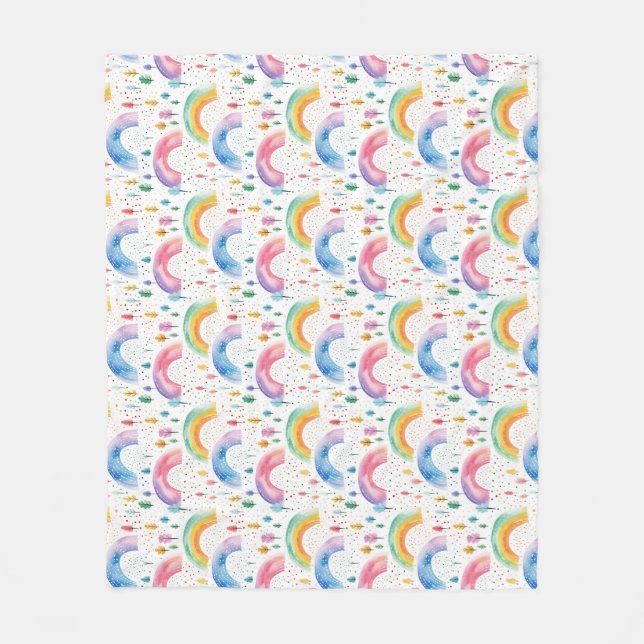 Farbenfrohe Regenbogen- und Baumstruktur Nahtloses Fleecedecke (Vorderseite)