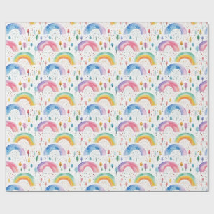 Farbenfrohe Regenbogen- und Baumstruktur Nahtloses Geschenkpapier