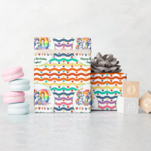 Farbenfrohe Regenbogen- und Einhornfeier 10. Gebur Geschenkpapier