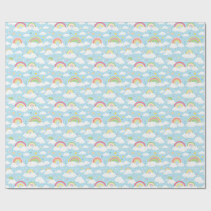 Farbenfrohe Regenbogen und Wolken Geschenkpapier
