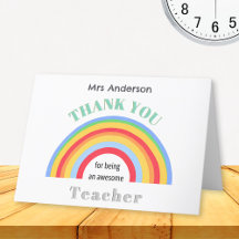 Farbenfrohe Regenbogen Vielen Dank Lehrer Wertschä