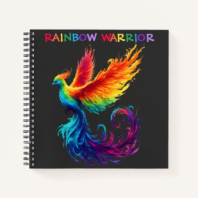 Farbenfrohe Regenbogen Wasserfarbe Phoenix Krieger Notizbuch (Vorderseite)