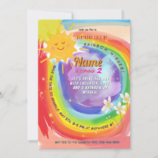 Farbenfrohe Regenbogen Whimsisches Party Geburtsta Einladung